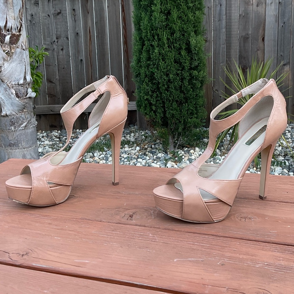 INC International Concepts Cream Heels with Ankle Strap